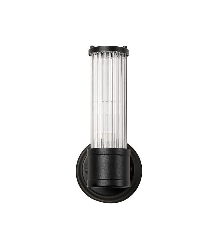Fairport 1 Light Glass Rod Wall E14 IP44 Satin Black/Clear Glass Rods-9