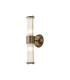 Fairport 2 Light Glass Rod Wall Up & Down E14 IP44 Antique Brass/Clear Glass Rods-1