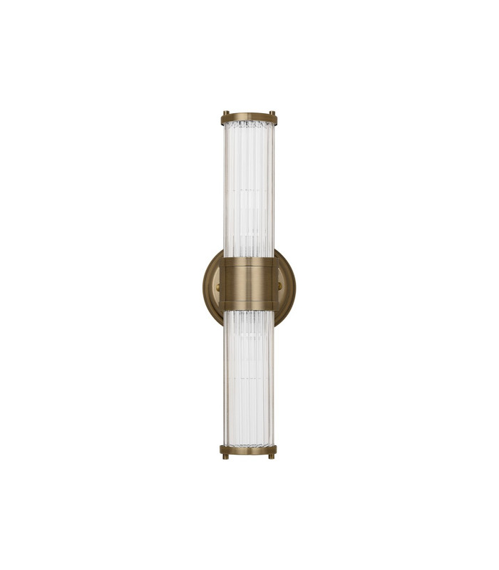 Fairport 2 Light Glass Rod Wall Up & Down E14 IP44 Antique Brass/Clear Glass Rods-9