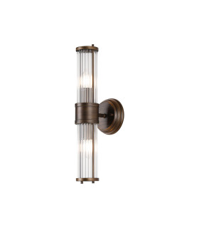 Fairport 2 Light Glass Rod Wall Up & Down E14 IP44 Bronze/Clear Glass Rods-1