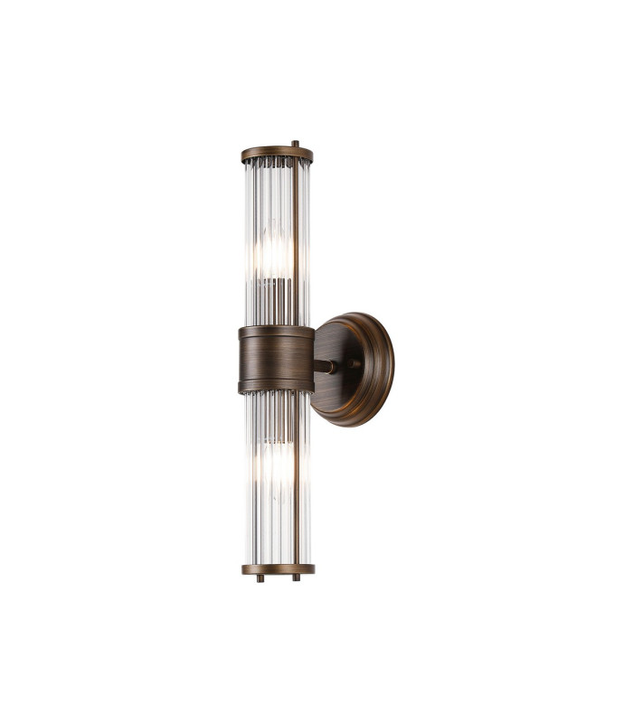 Fairport 2 Light Glass Rod Wall Up & Down E14 IP44 Bronze/Clear Glass Rods-1