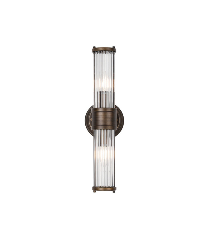 Fairport 2 Light Glass Rod Wall Up & Down E14 IP44 Bronze/Clear Glass Rods-5