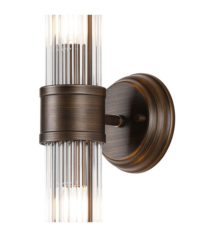 Fairport 2 Light Glass Rod Wall Up & Down E14 IP44 Bronze/Clear Glass Rods-7