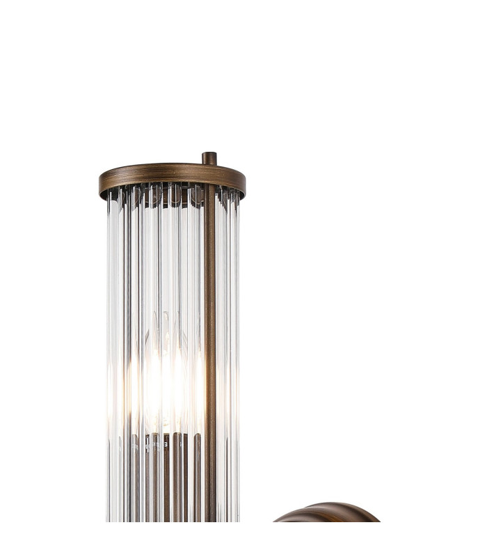 Fairport 2 Light Glass Rod Wall Up & Down E14 IP44 Bronze/Clear Glass Rods-8