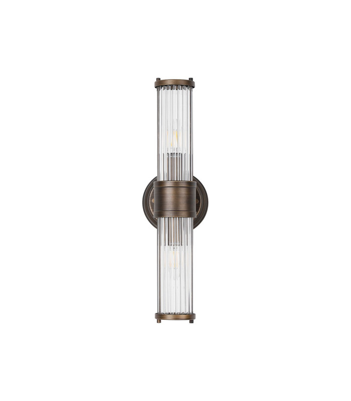 Fairport 2 Light Glass Rod Wall Up & Down E14 IP44 Bronze/Clear Glass Rods-9