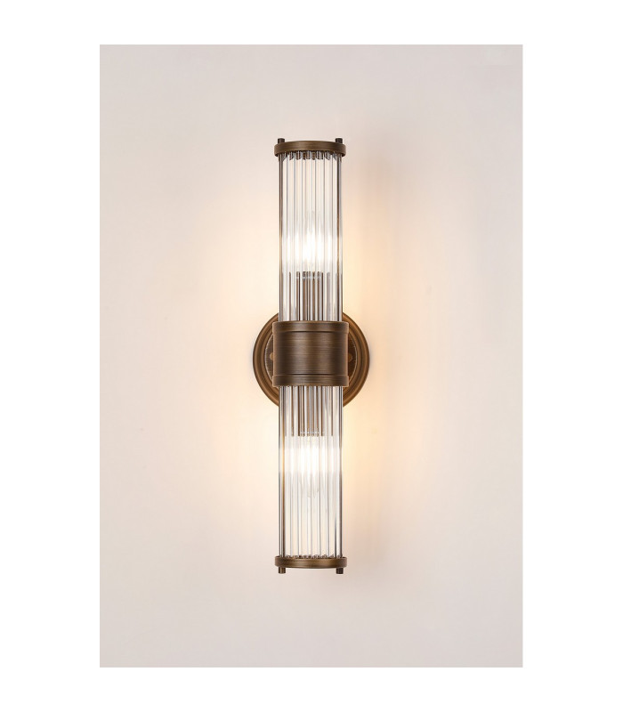 Fairport 2 Light Glass Rod Wall Up & Down E14 IP44 Bronze/Clear Glass Rods-11