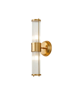 Fairport 2 Light Glass Rod Wall Up & Down E14 IP44 Gold/Clear Glass Rods-1