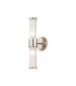 Fairport 2 Light Glass Rod Wall Up & Down E14 IP44 Polished Nickel/Clear Glass Rods-1