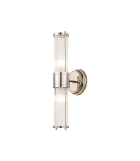 Fairport 2 Light Glass Rod Wall Up & Down E14 IP44 Polished Nickel/Clear Glass Rods-1
