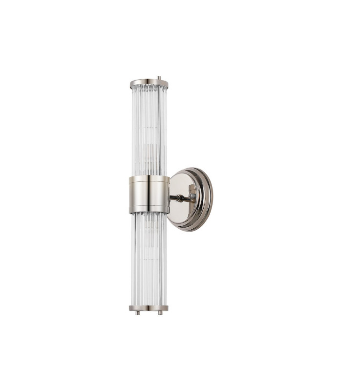 Fairport 2 Light Glass Rod Wall Up & Down E14 IP44 Polished Nickel/Clear Glass Rods-4