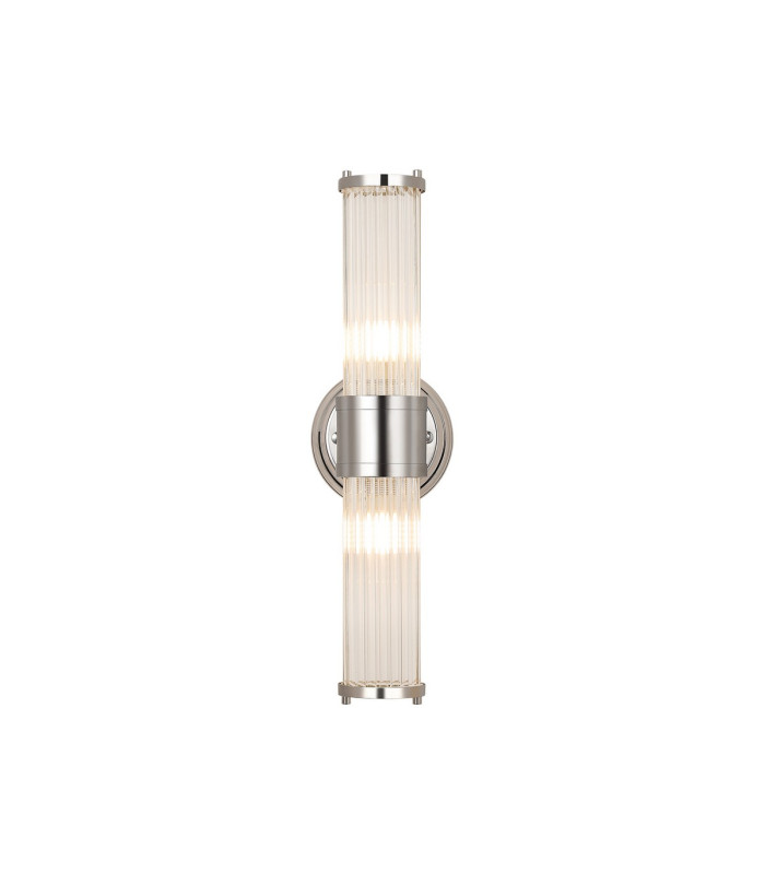 Fairport 2 Light Glass Rod Wall Up & Down E14 IP44 Polished Nickel/Clear Glass Rods-5