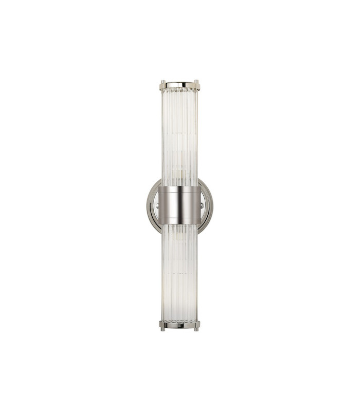 Fairport 2 Light Glass Rod Wall Up & Down E14 IP44 Polished Nickel/Clear Glass Rods-9