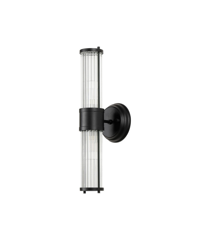 Fairport 2 Light Glass Rod Wall Up & Down E14 IP44 Satin Black-4