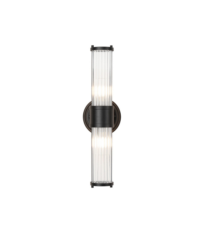Fairport 2 Light Glass Rod Wall Up & Down E14 IP44 Satin Black-5