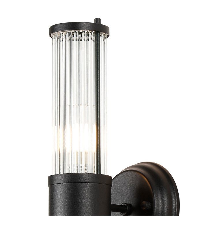 Fairport 2 Light Glass Rod Wall Up & Down E14 IP44 Satin Black-7