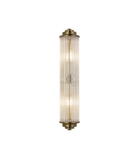 Fairport 2 Light Glass Rod Wall E14 IP44 Antique Brass/Clear Glass Rods-1