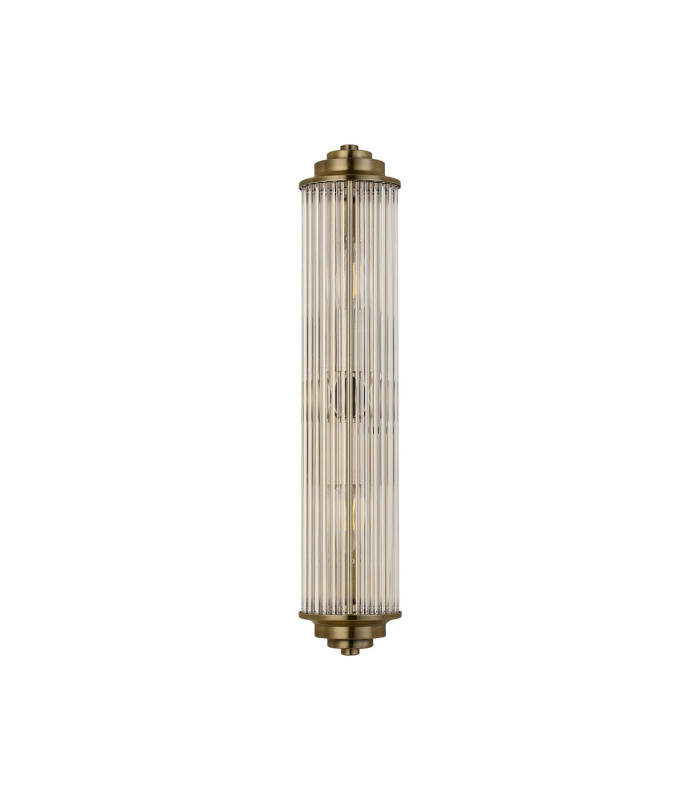 Fairport 2 Light Glass Rod Wall E14 IP44 Antique Brass/Clear Glass Rods-4