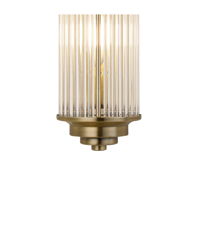 Fairport 2 Light Glass Rod Wall E14 IP44 Antique Brass/Clear Glass Rods-6