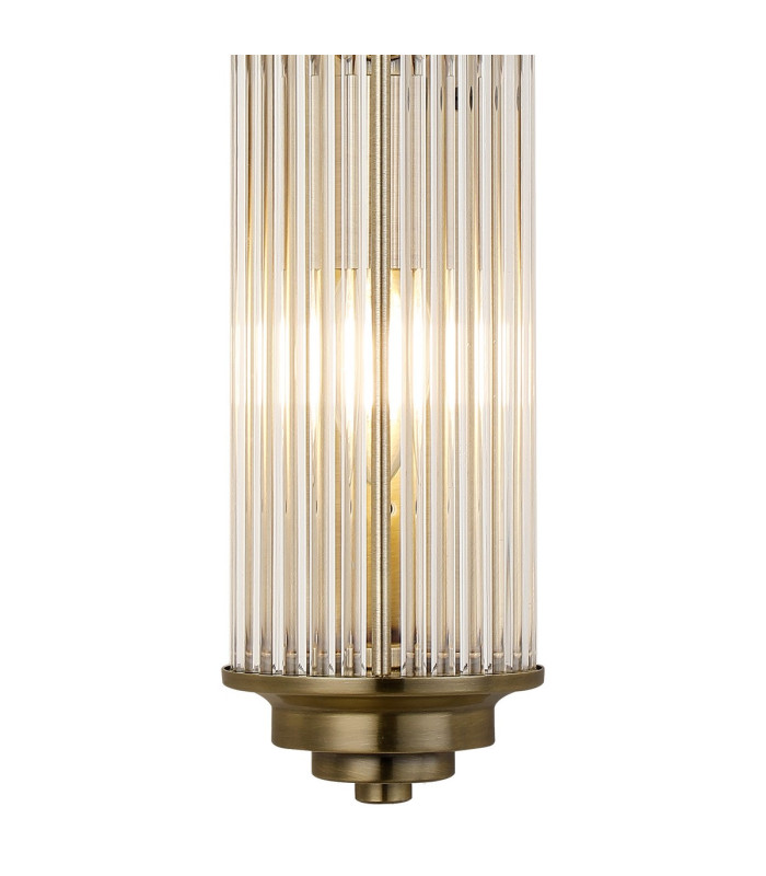 Fairport 2 Light Glass Rod Wall E14 IP44 Antique Brass/Clear Glass Rods-7