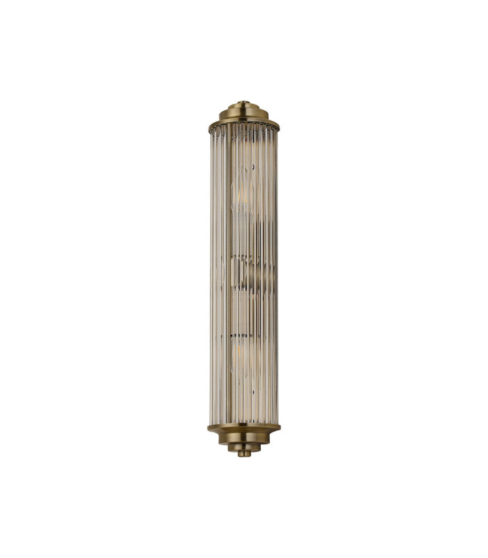Fairport 2 Light Glass Rod Wall E14 IP44 Antique Brass/Clear Glass Rods-9