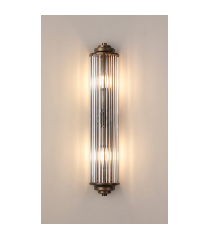 Fairport 2 Light Glass Rod Wall E14 IP44 Bronze/Clear Glass Rods-3