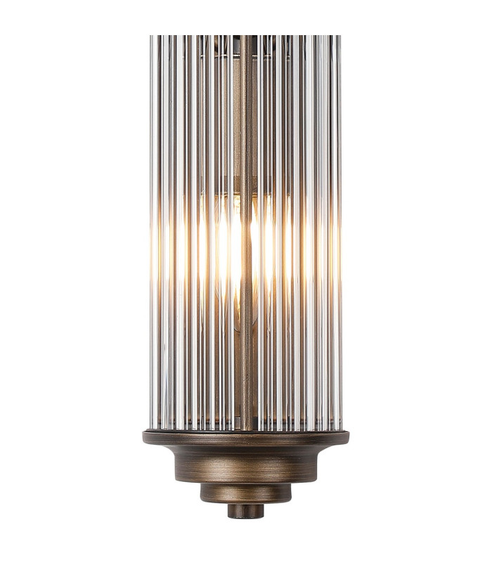 Fairport 2 Light Glass Rod Wall E14 IP44 Bronze/Clear Glass Rods-8