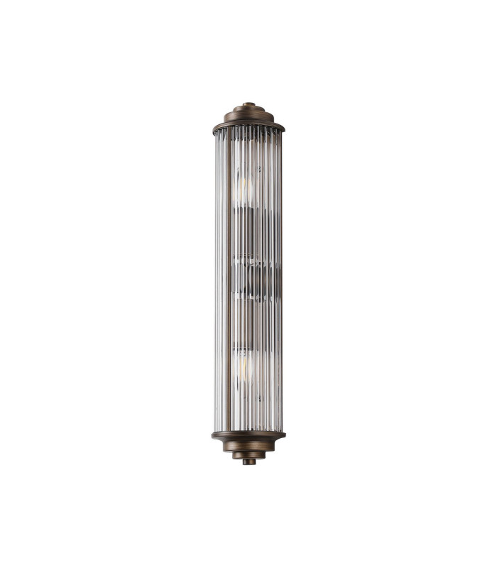 Fairport 2 Light Glass Rod Wall E14 IP44 Bronze/Clear Glass Rods-9