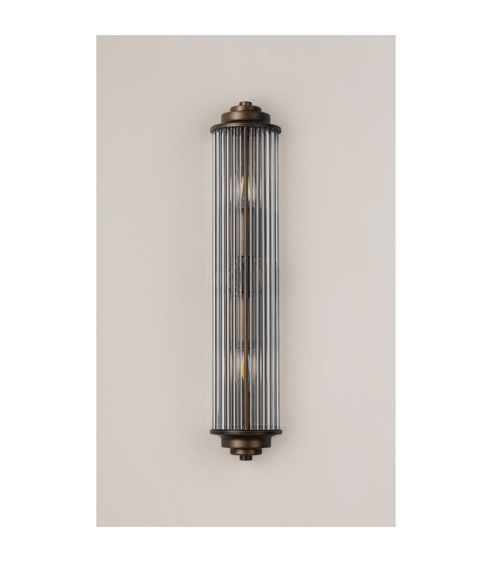 Fairport 2 Light Glass Rod Wall E14 IP44 Bronze/Clear Glass Rods-10
