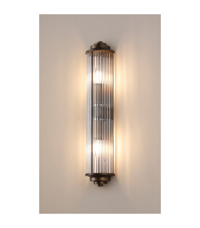Fairport 2 Light Glass Rod Wall E14 IP44 Bronze/Clear Glass Rods-11