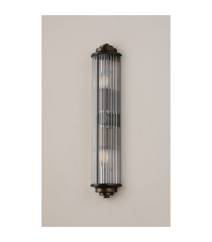 Fairport 2 Light Glass Rod Wall E14 IP44 Bronze/Clear Glass Rods-12