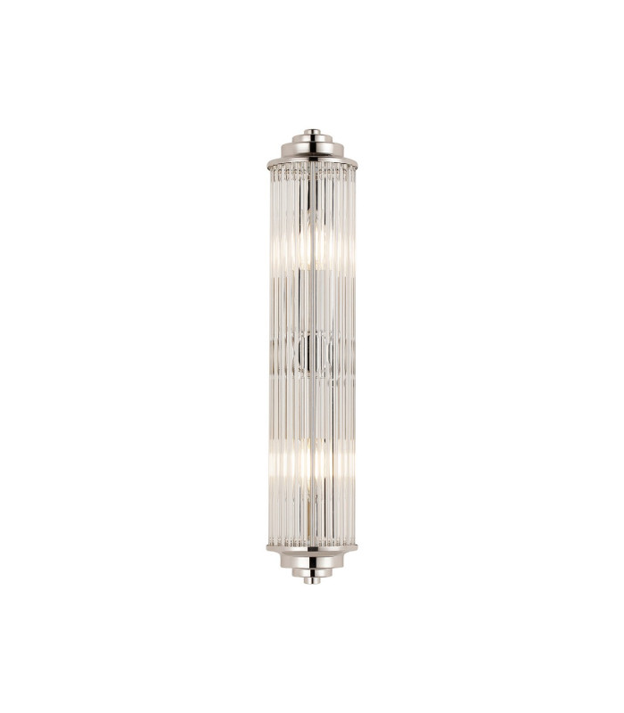 Fairport 2 Light Glass Rod Wall E14 IP44 Polished Nickel/Clear Glass Rods-1