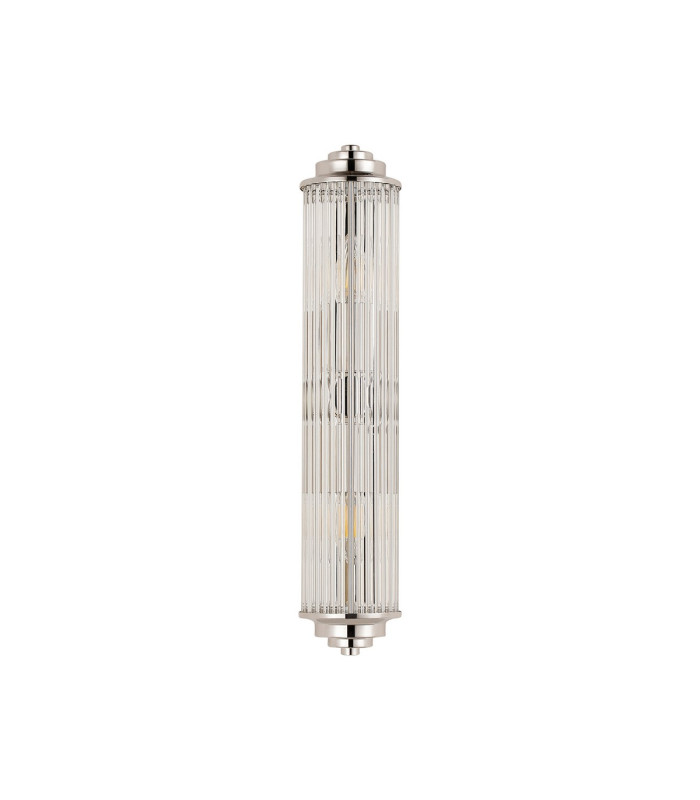 Fairport 2 Light Glass Rod Wall E14 IP44 Polished Nickel/Clear Glass Rods-4