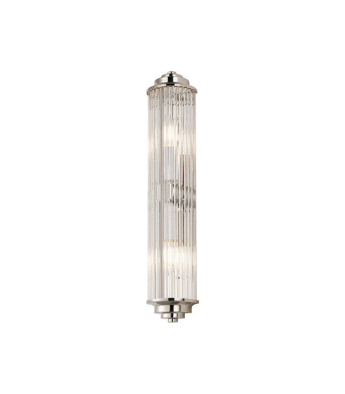 Fairport 2 Light Glass Rod Wall E14 IP44 Polished Nickel/Clear Glass Rods-5