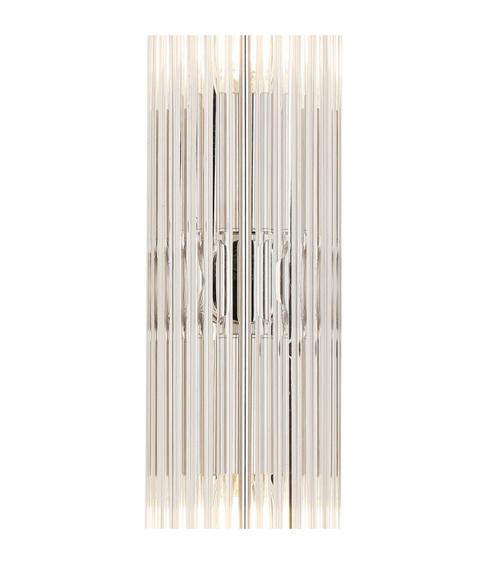 Fairport 2 Light Glass Rod Wall E14 IP44 Polished Nickel/Clear Glass Rods-6