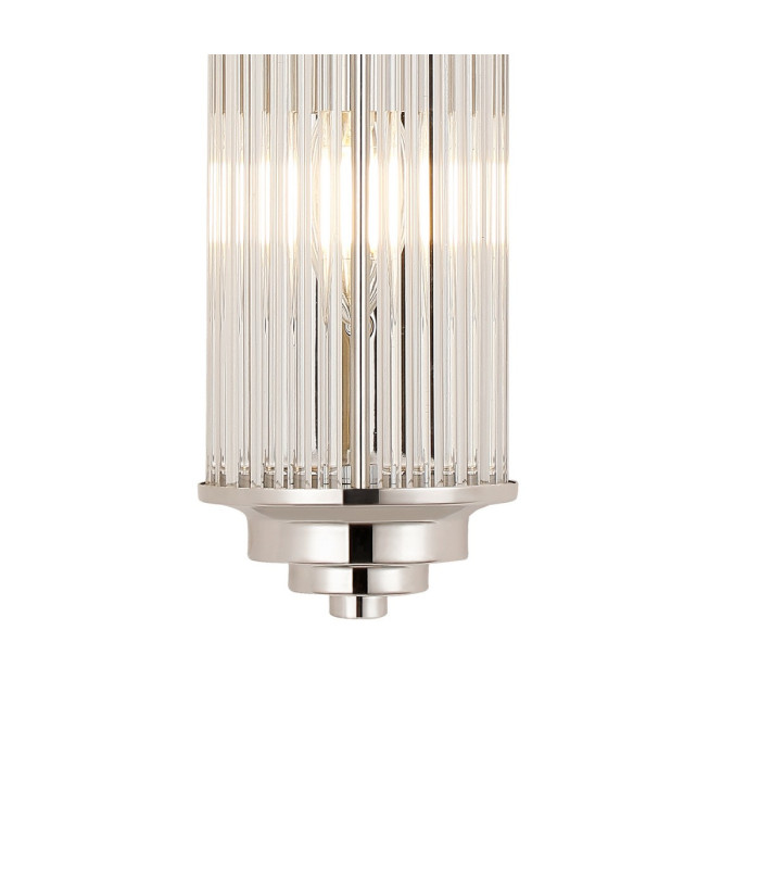 Fairport 2 Light Glass Rod Wall E14 IP44 Polished Nickel/Clear Glass Rods-7