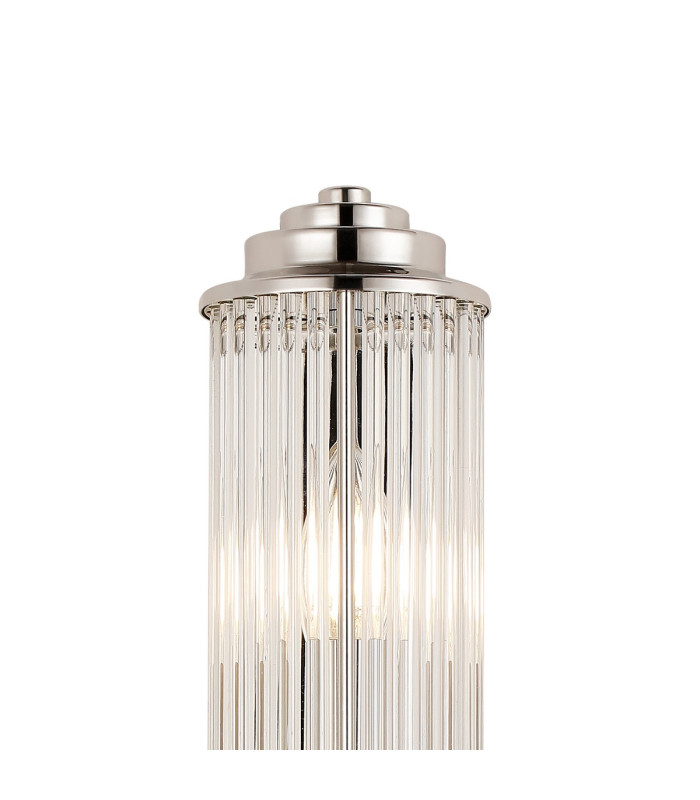Fairport 2 Light Glass Rod Wall E14 IP44 Polished Nickel/Clear Glass Rods-8