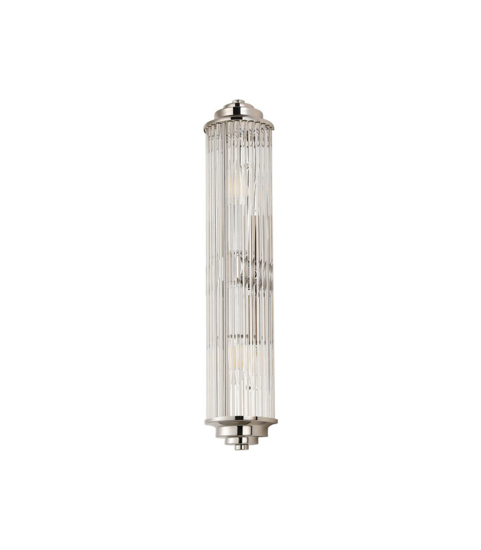 Fairport 2 Light Glass Rod Wall E14 IP44 Polished Nickel/Clear Glass Rods-9