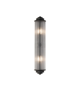 Fairport 2 Light Glass Rod Wall E14 IP44 Satin Black/Clear Glass Rods-1