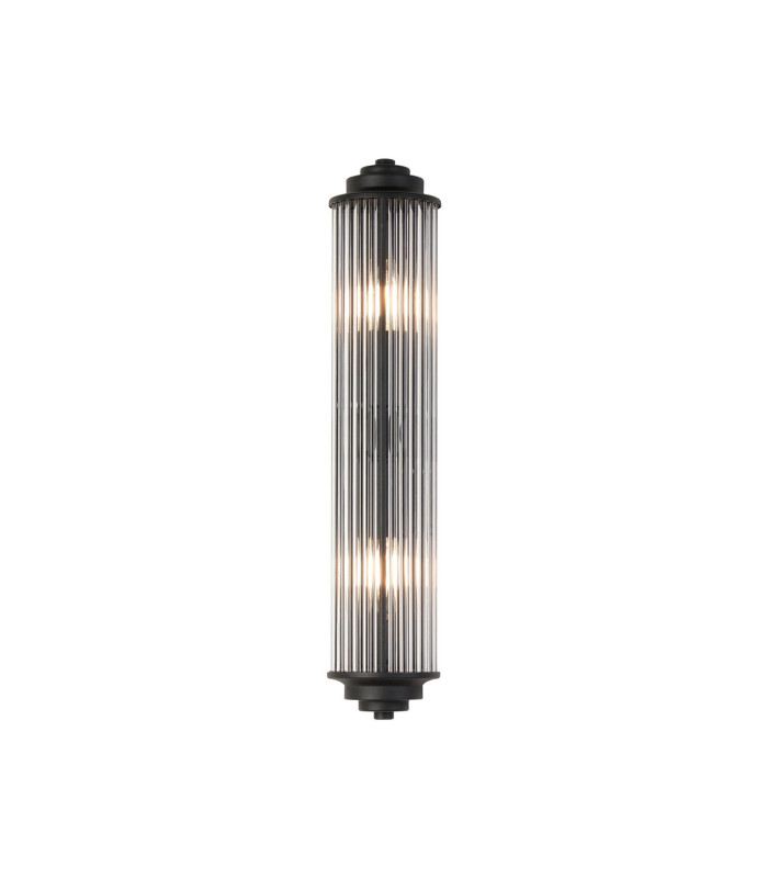 Fairport 2 Light Glass Rod Wall E14 IP44 Satin Black/Clear Glass Rods-1
