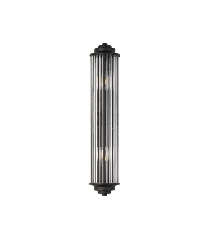 Fairport 2 Light Glass Rod Wall E14 IP44 Satin Black/Clear Glass Rods-4