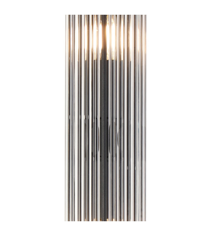 Fairport 2 Light Glass Rod Wall E14 IP44 Satin Black/Clear Glass Rods-6