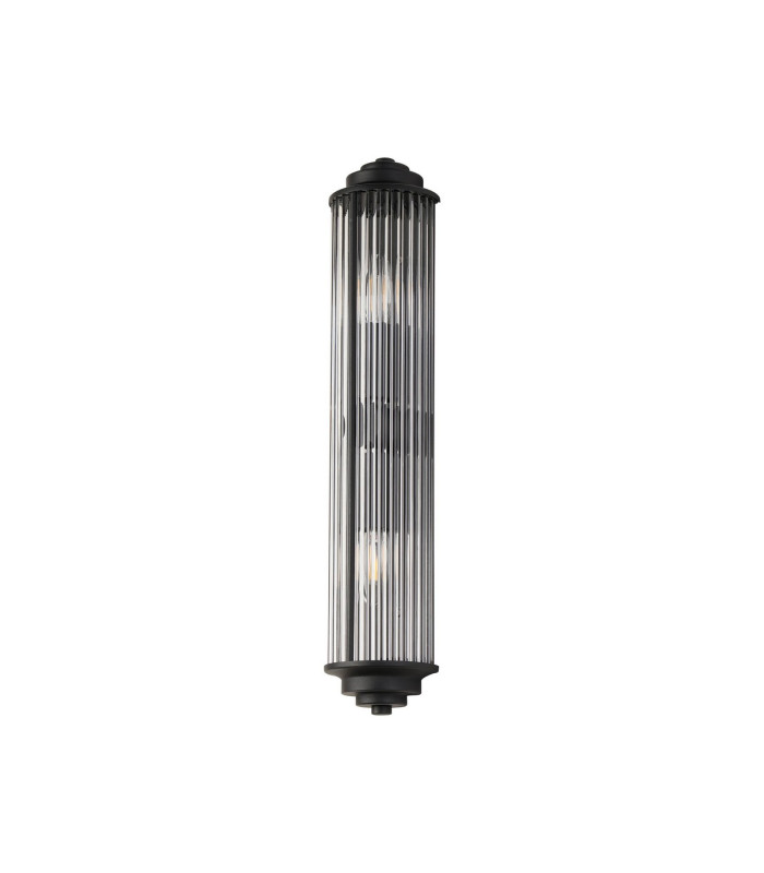Fairport 2 Light Glass Rod Wall E14 IP44 Satin Black/Clear Glass Rods-9