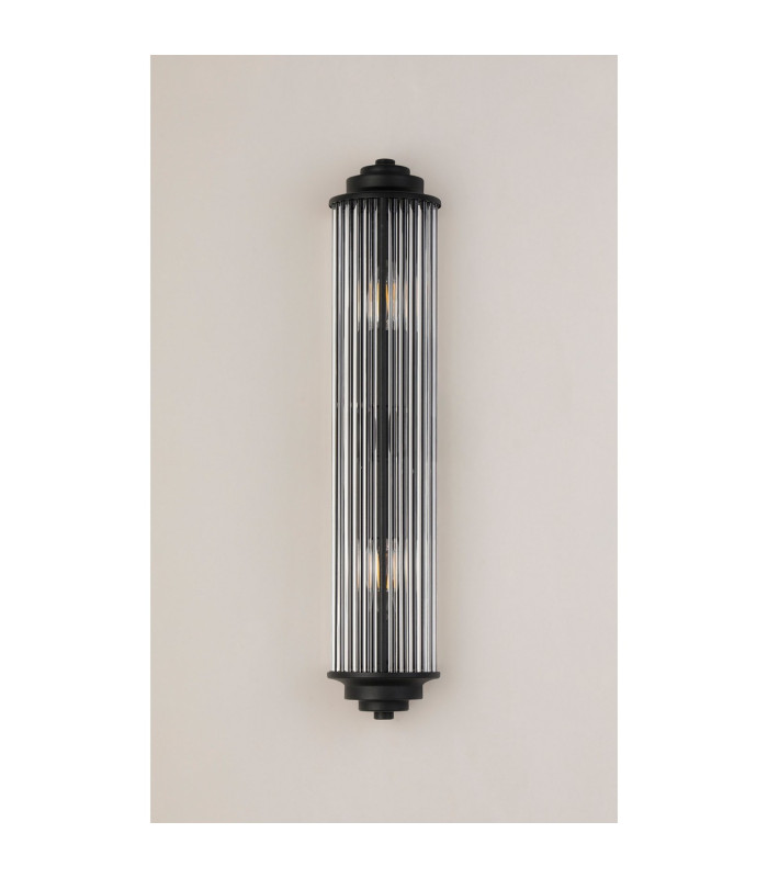 Fairport 2 Light Glass Rod Wall E14 IP44 Satin Black/Clear Glass Rods-10