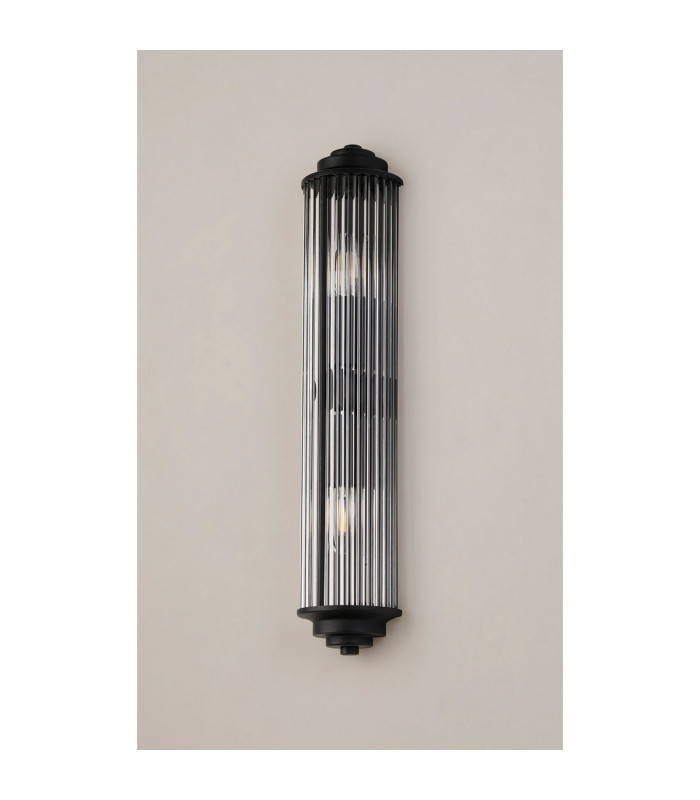 Fairport 2 Light Glass Rod Wall E14 IP44 Satin Black/Clear Glass Rods-12
