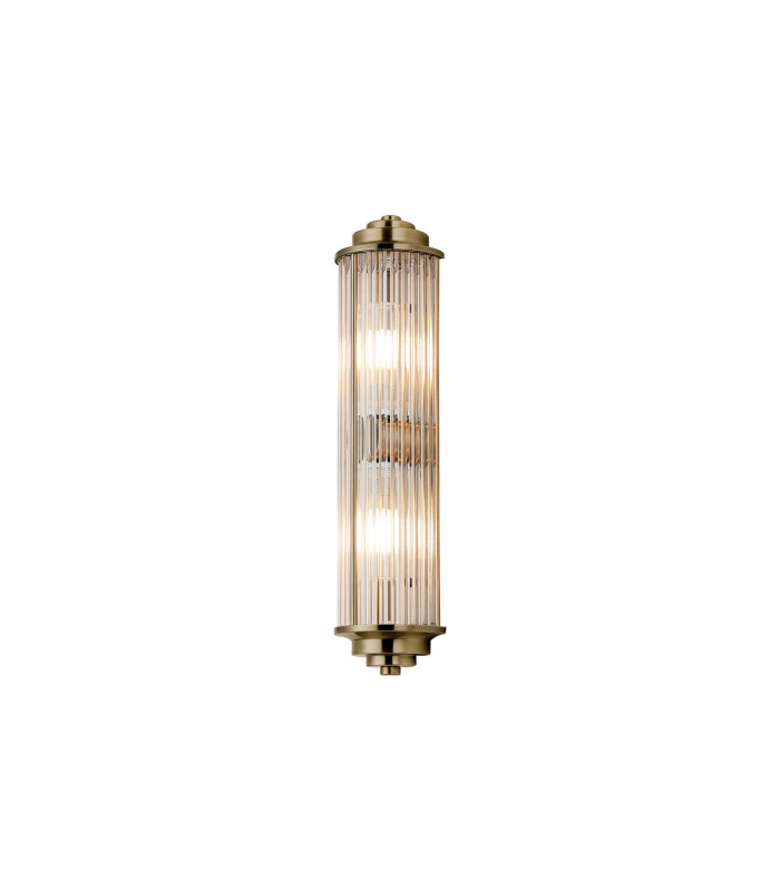 Fairport 2 Light Glass Rod Wall G9 IP44 Antique Brass/Clear Glass Rods-5
