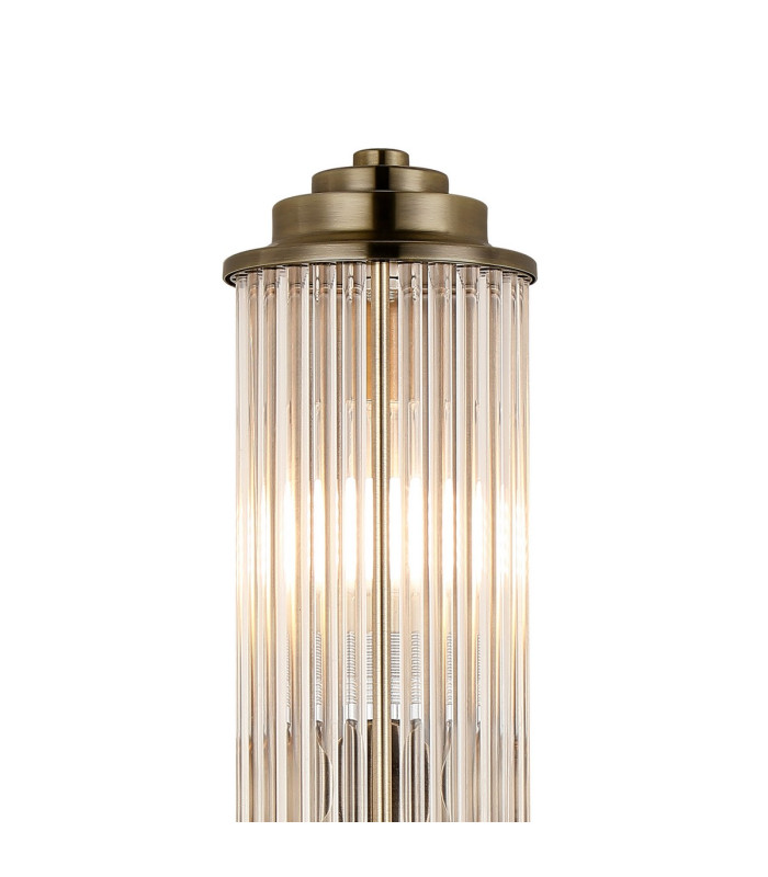 Fairport 2 Light Glass Rod Wall G9 IP44 Antique Brass/Clear Glass Rods-7