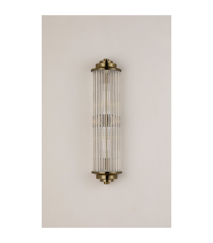 Fairport 2 Light Glass Rod Wall G9 IP44 Antique Brass/Clear Glass Rods-10
