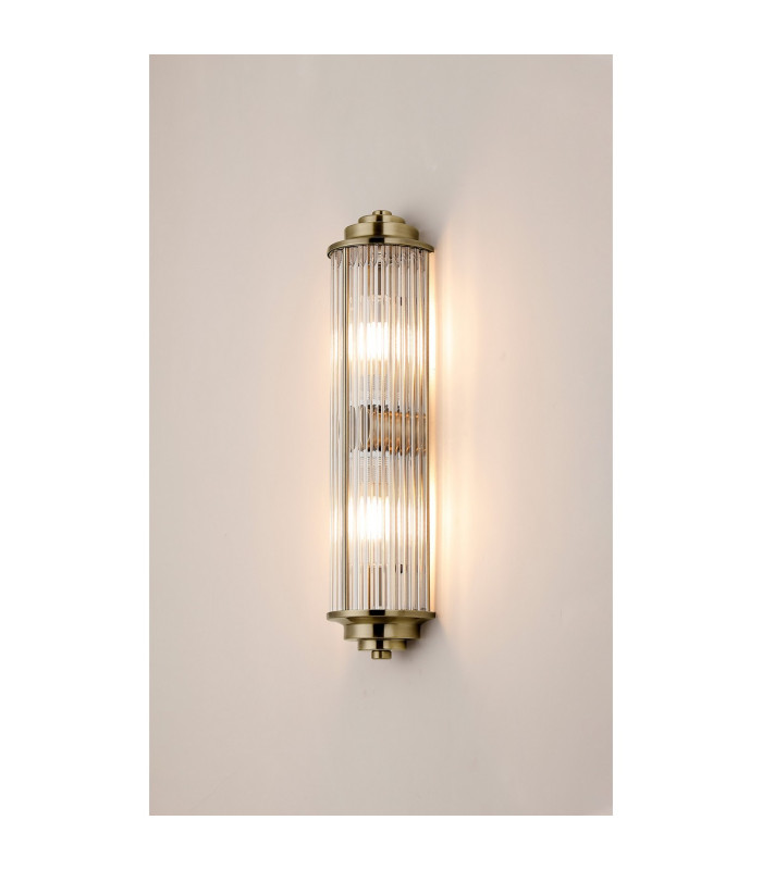 Fairport 2 Light Glass Rod Wall G9 IP44 Antique Brass/Clear Glass Rods-11