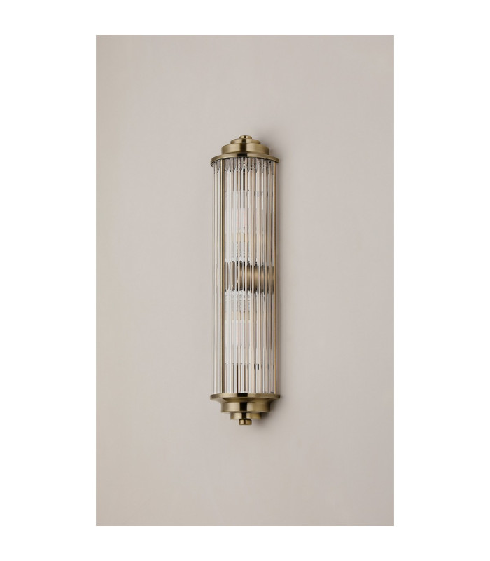 Fairport 2 Light Glass Rod Wall G9 IP44 Antique Brass/Clear Glass Rods-12