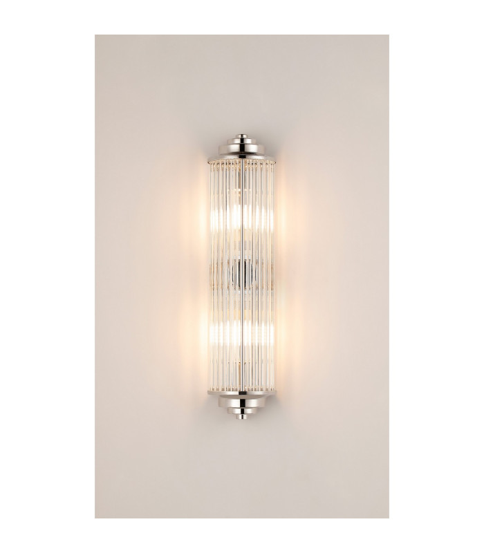 Fairport 2 Light Glass Rod Wall G9 IP44 Polished Nickel/Clear Glass Rods-3